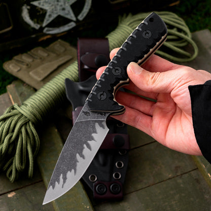 Steel Fixed Blade Knife – Tiger Edge A8 Tactical with Tiger-Pattern 60 HRC with G10 Handle