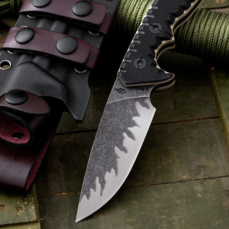 Steel Fixed Blade Knife – Tiger Edge A8 Tactical with Tiger-Pattern 60 HRC with G10 Handle