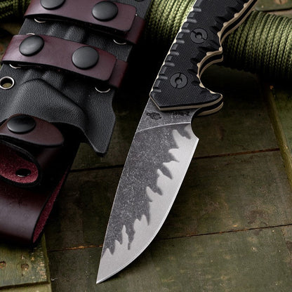 Steel Fixed Blade Knife – Tiger Edge A8 Tactical with Tiger-Pattern 60 HRC with G10 Handle