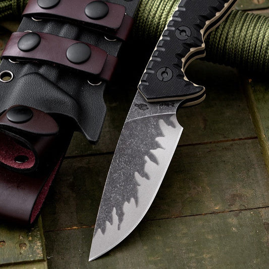 Steel Fixed Blade Knife – Tiger Edge A8 Tactical with Tiger-Pattern 60 HRC with G10 Handle