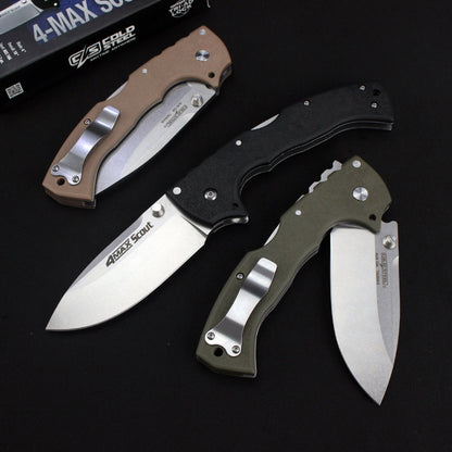 Steel Folding Knife – Cold Pocket Stonewashed Nylon Fiber Handle EDC Camping Tactical