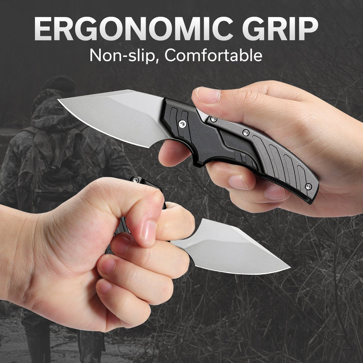 Steel Folding Knife – D2 2-in-1 Transformable Push Dagger EDC Tactical Self Defense
