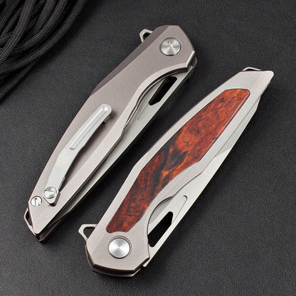 Steel Folding Knife – Razor-Edge Bear Claw D2 with Carbon Fiber & Rosewood Options
