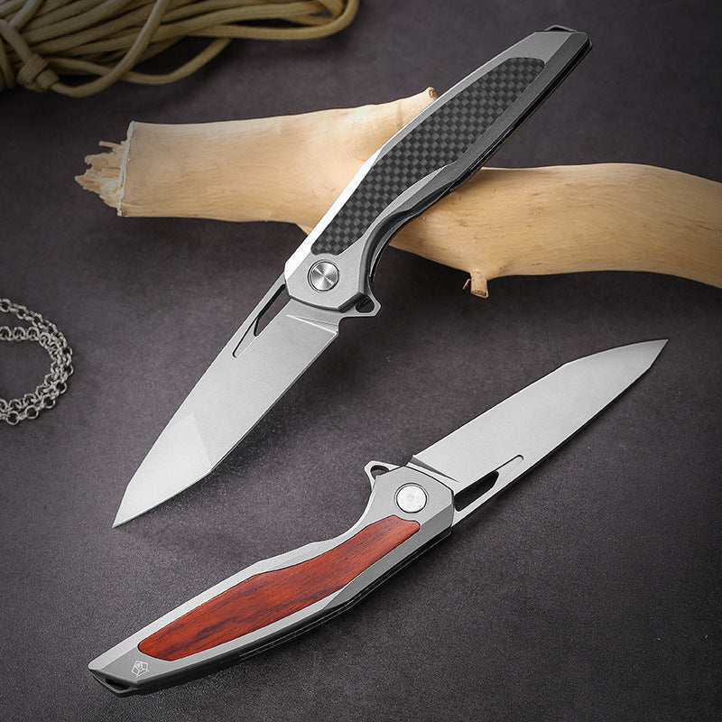 Steel Folding Knife – Razor-Edge Bear Claw D2 with Carbon Fiber & Rosewood Options