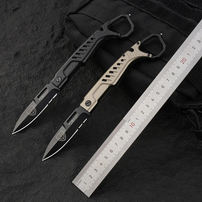 Steel Folding Knife – Tactical N690C Finger Ring Design Black Finish EDC First Responder