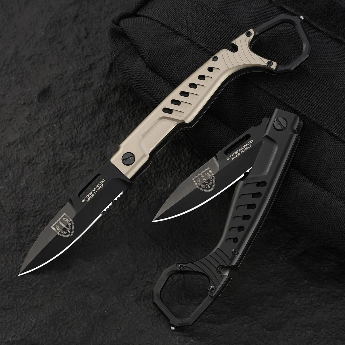 Steel Folding Knife – Tactical N690C Finger Ring Design Black Finish EDC First Responder