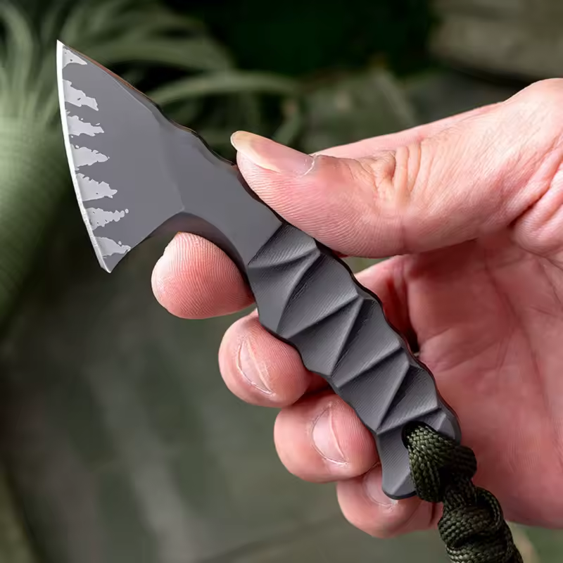 Steel Tactical Axe – Lil' Axion D2 Mini Knife with One-Piece Construction with Sheath EDC