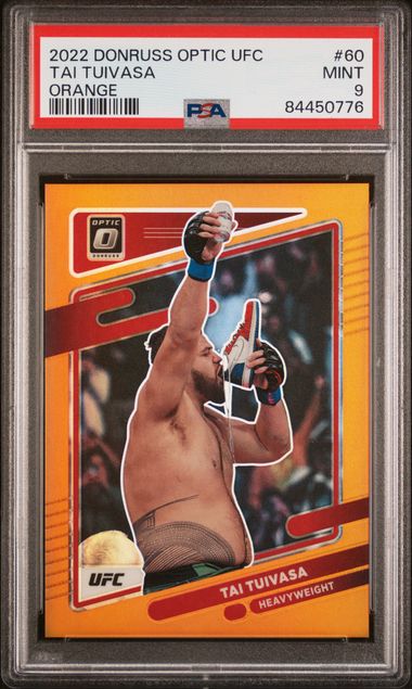2022 Panini Donruss Optic UFC Tai Tuivasa Orange Parallel 14/49 - PSA 9