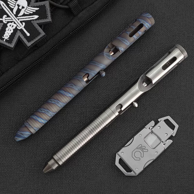 Titanium Bolt Action Tactical Pen – TC4 EDC CNC Machined for Writing, Everyday Carry