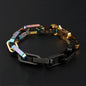 Titanium Bracelet – FloraLink Chains Unisex Modern Steel with Daisy Pattern Engraving