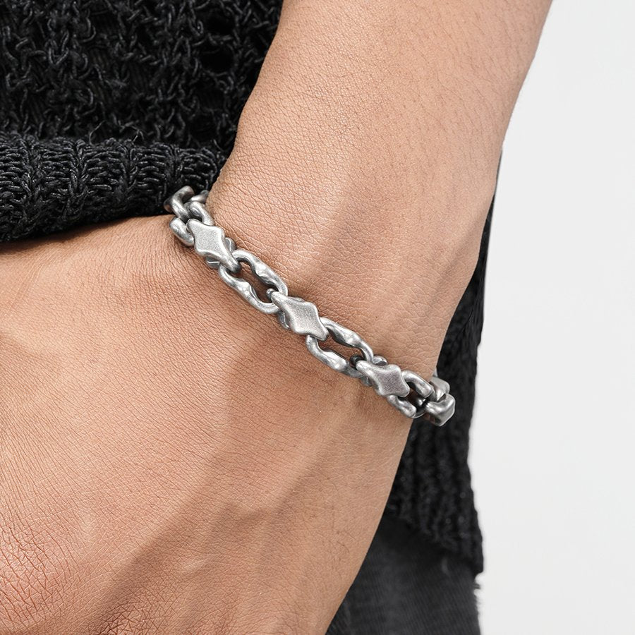 Titanium Bracelet – Midnight Starfall Matte Steel Unisex Cuff with Hip-Hop Style