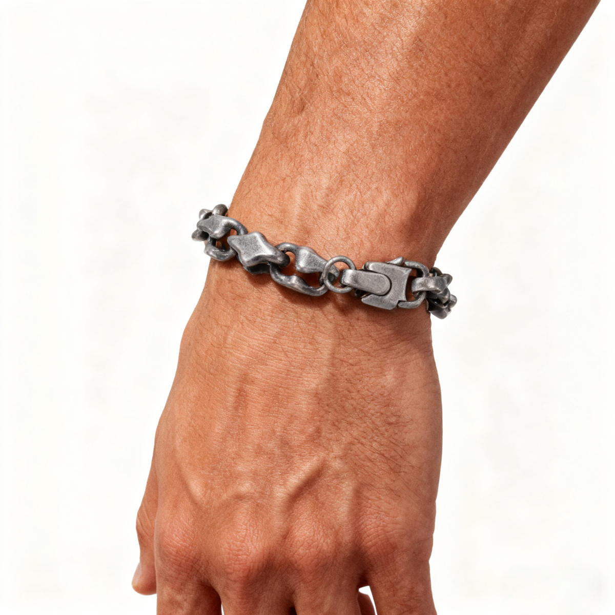 Titanium Bracelet – Midnight Starfall Matte Steel Unisex Cuff with Hip-Hop Style