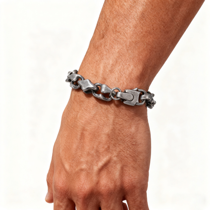 Titanium Bracelet – Midnight Starfall Matte Steel Unisex Cuff with Hip-Hop Style