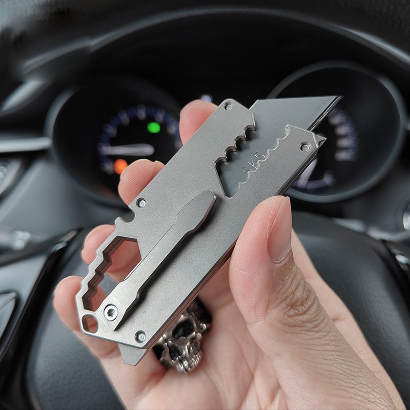 Titanium EDC Knife – Wasp-Sting Tactical with TC4 Quick-Change Blade with Multi-Tool