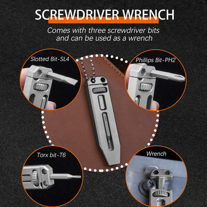 Titanium EDC Pry Bar – The Alix Multi-Tool with 4-in-1 Tool for Desk Breaks, Collecting