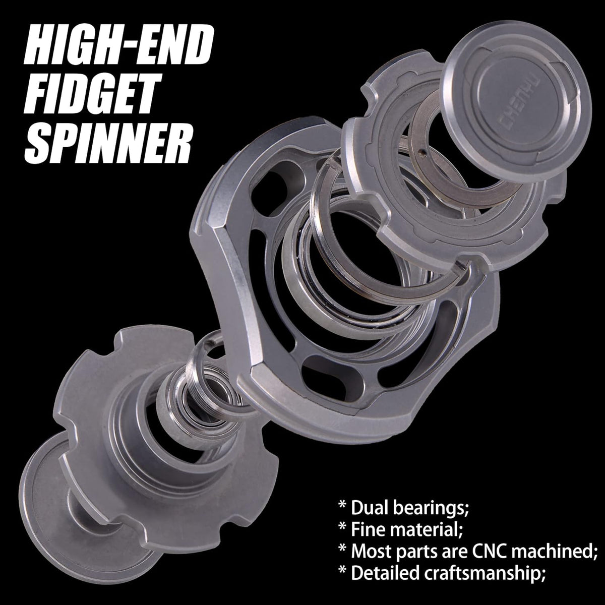 Titanium Fidget Spinner – Compound Gyro with Multi-Axis Linkage Modular EDC Stress Relief