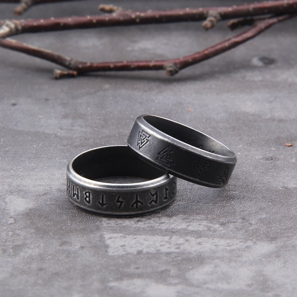 Valknut Ring – Norse with Viking Symbol 2-Piece Set for Alternative Styling, Collecting