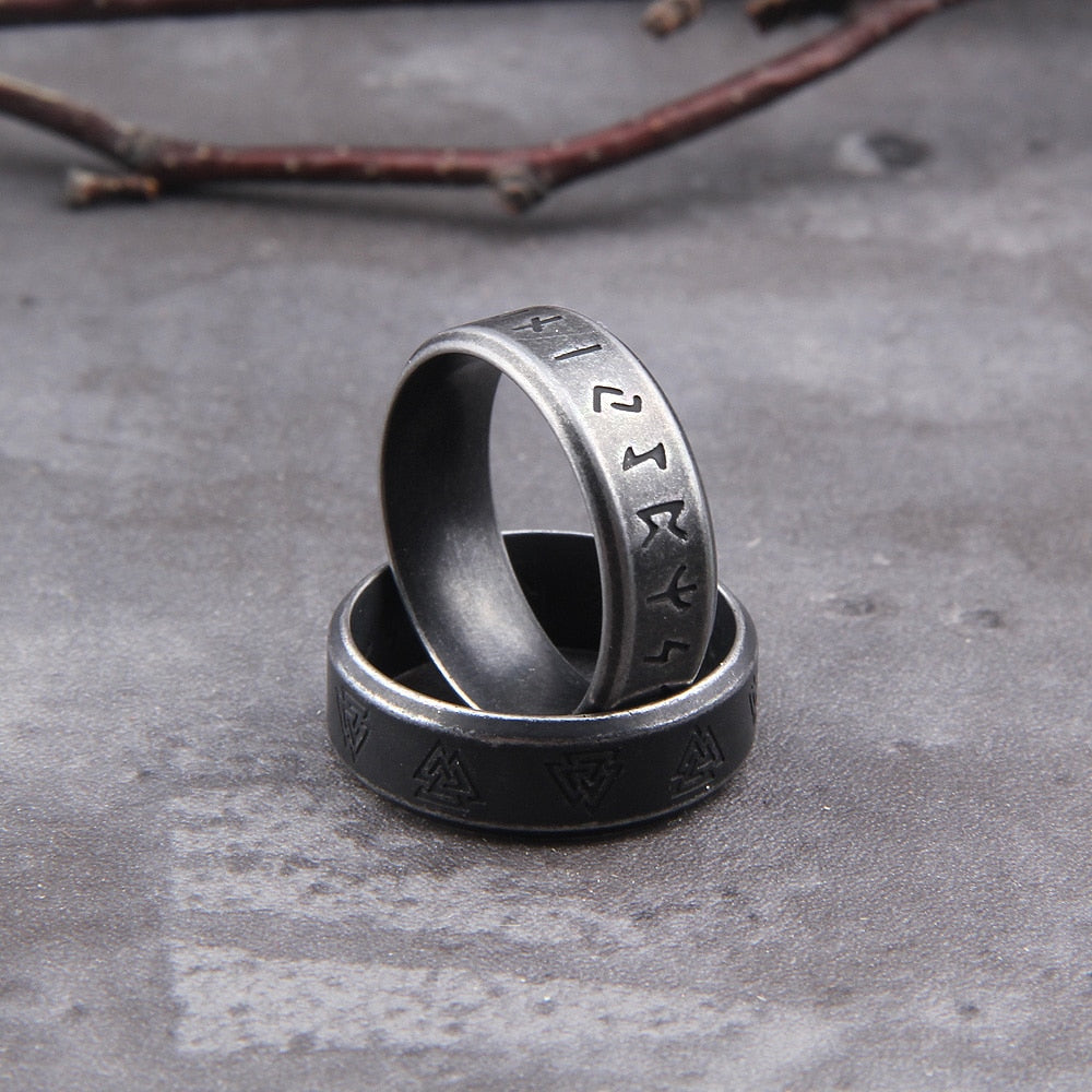 Valknut Ring – Norse with Viking Symbol 2-Piece Set for Alternative Styling, Collecting