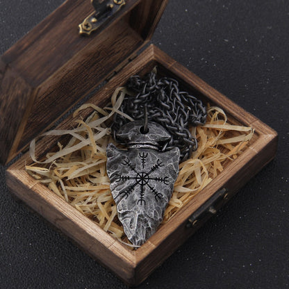 Vegvisir Compass Necklace – Viking with Spearhead Norse Gothic Pendant