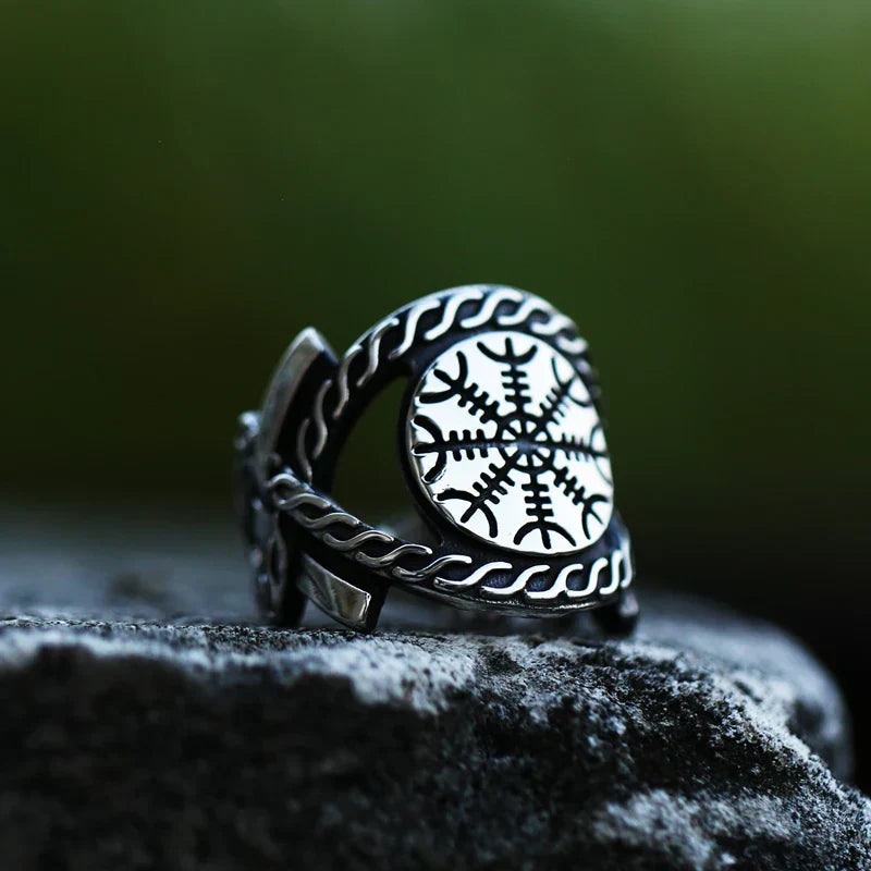 Vegvisir Compass Ring – Odin with Norse Amulet Viking Gothic Punk Statement
