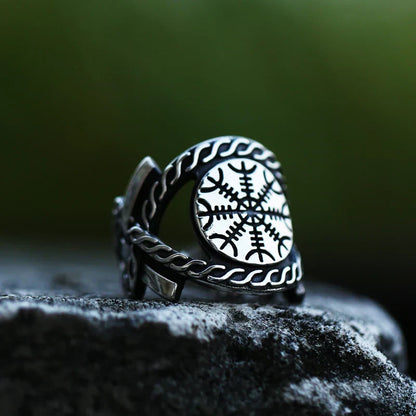 Vegvisir Compass Ring – Odin with Norse Amulet Viking Gothic Punk Statement
