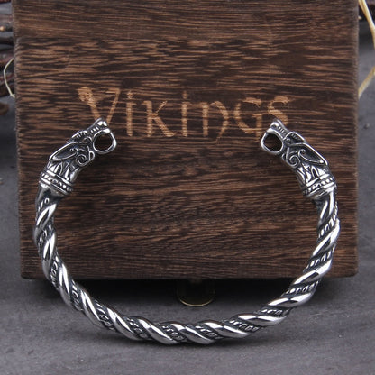 Viking Rune Bracelet – Wolf with Nordic Cuff Norse Gothic Punk Statement