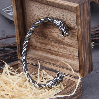 Viking Rune Bracelet – Wolf with Nordic Cuff Norse Gothic Punk Statement