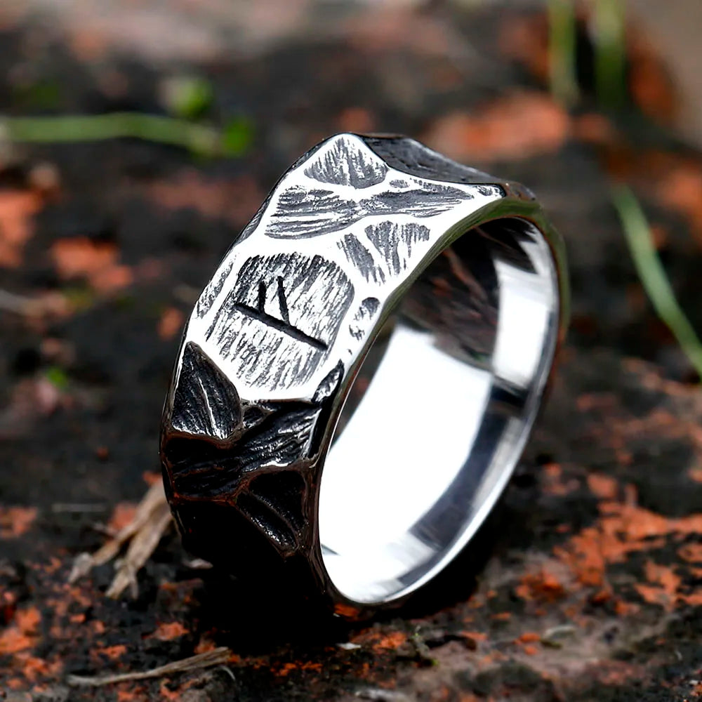 Viking Rune Ring – Biker with Gothic Textured 316L Stainless Steel Statement