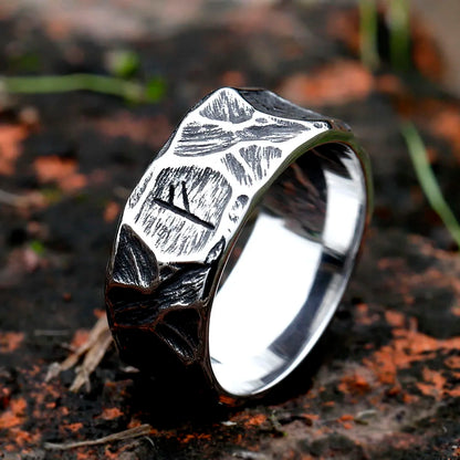 Viking Rune Ring – Biker with Gothic Textured 316L Stainless Steel Statement
