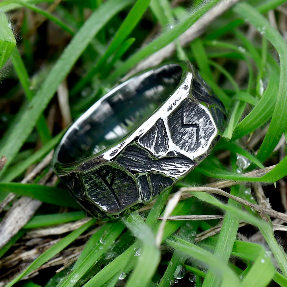 Viking Rune Ring – Biker with Gothic Textured 316L Stainless Steel Statement