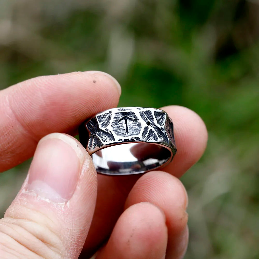 Viking Rune Ring – Biker with Gothic Textured 316L Stainless Steel Statement