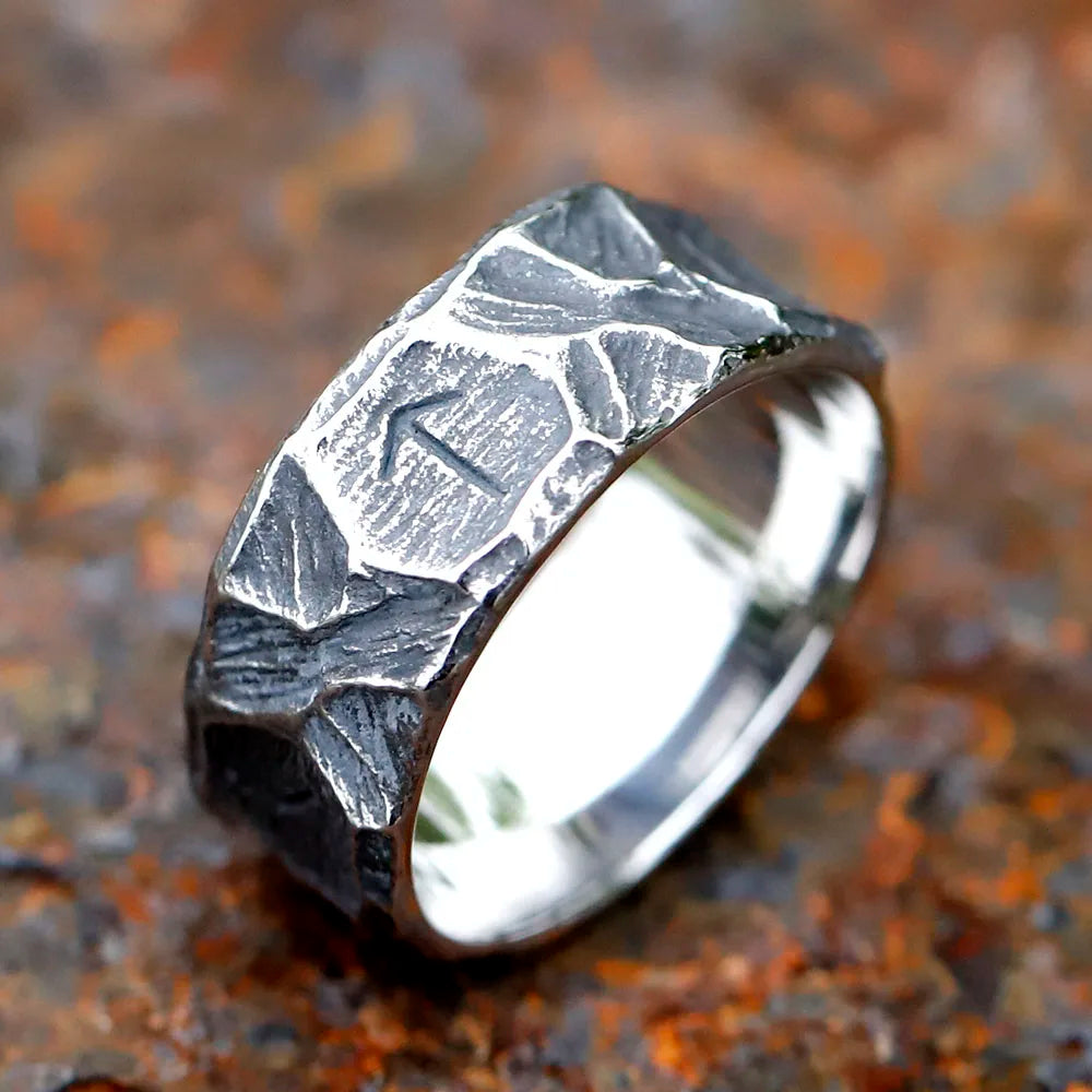 Viking Rune Ring – Biker with Gothic Textured 316L Stainless Steel Statement