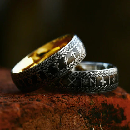 Viking Rune Ring – Norse with Amulet Gothic Punk Statement Silver Gold