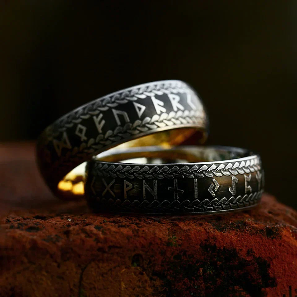 Viking Rune Ring – Norse with Amulet Gothic Punk Statement Silver Gold