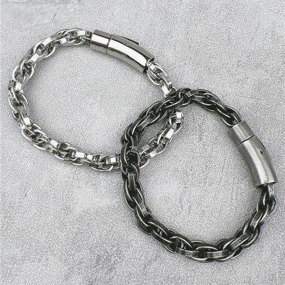Vintage Dragon Bracelet – Six-Character Mantra with Twisted Bone Titanium Steel