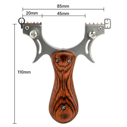 Wrist Brace Slingshot – Rocket with Wooden Handle Steel Fork with Fiber Optic Sight